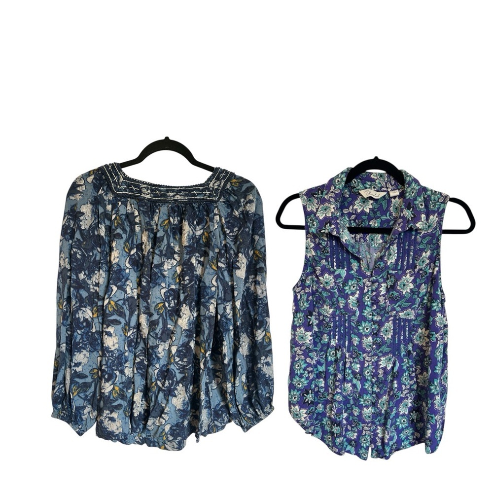 Caffe Marrakesh Floral Women's Blouse Set in Blue and Purple